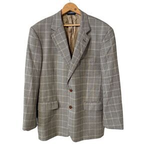 Brooks Brothers Men's Plaid Wool Blazer Brown Size 42  2-Button 1818 Madison
